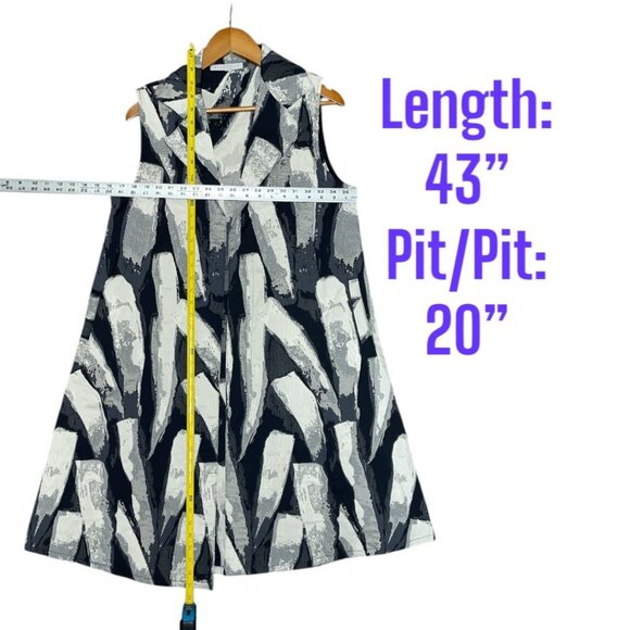 Bryn Walker Oversized Lagenlook Abstract Sleeveless Long Vest Open Cardigan S - Picture 3 of 8